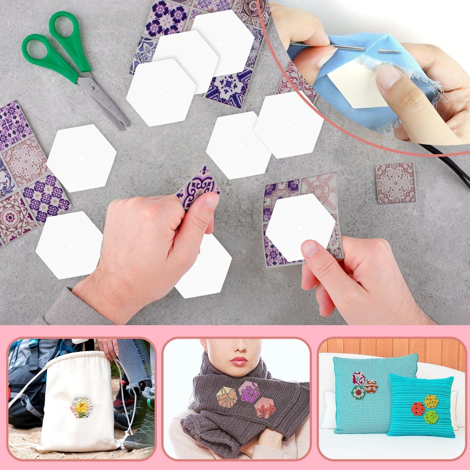 500 PCS Hexagon Quilting Templates Paper Piecing 1 Inch Patchwork Crafts