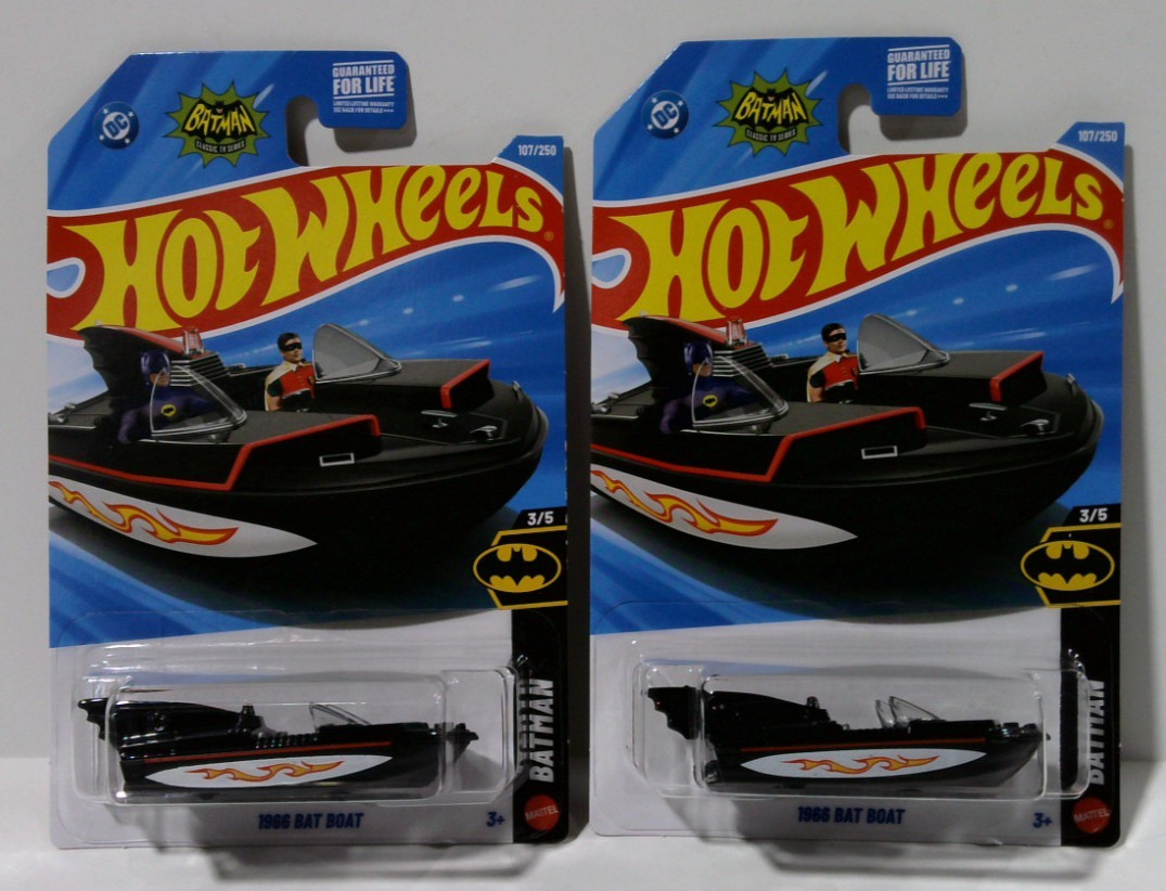 Lot of 2 2026 Hot Wheels 1966 Bat Boat Black Batman 3/5 107/250