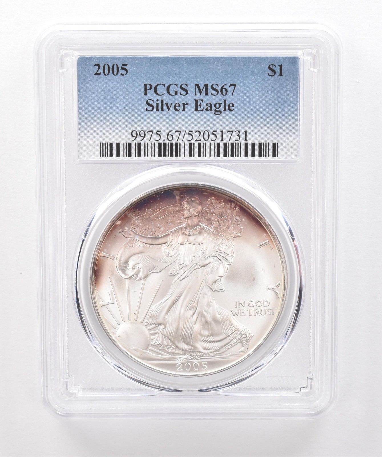 2005 American Silver Eagle MS67 PCGS Beautiful Tone *2001