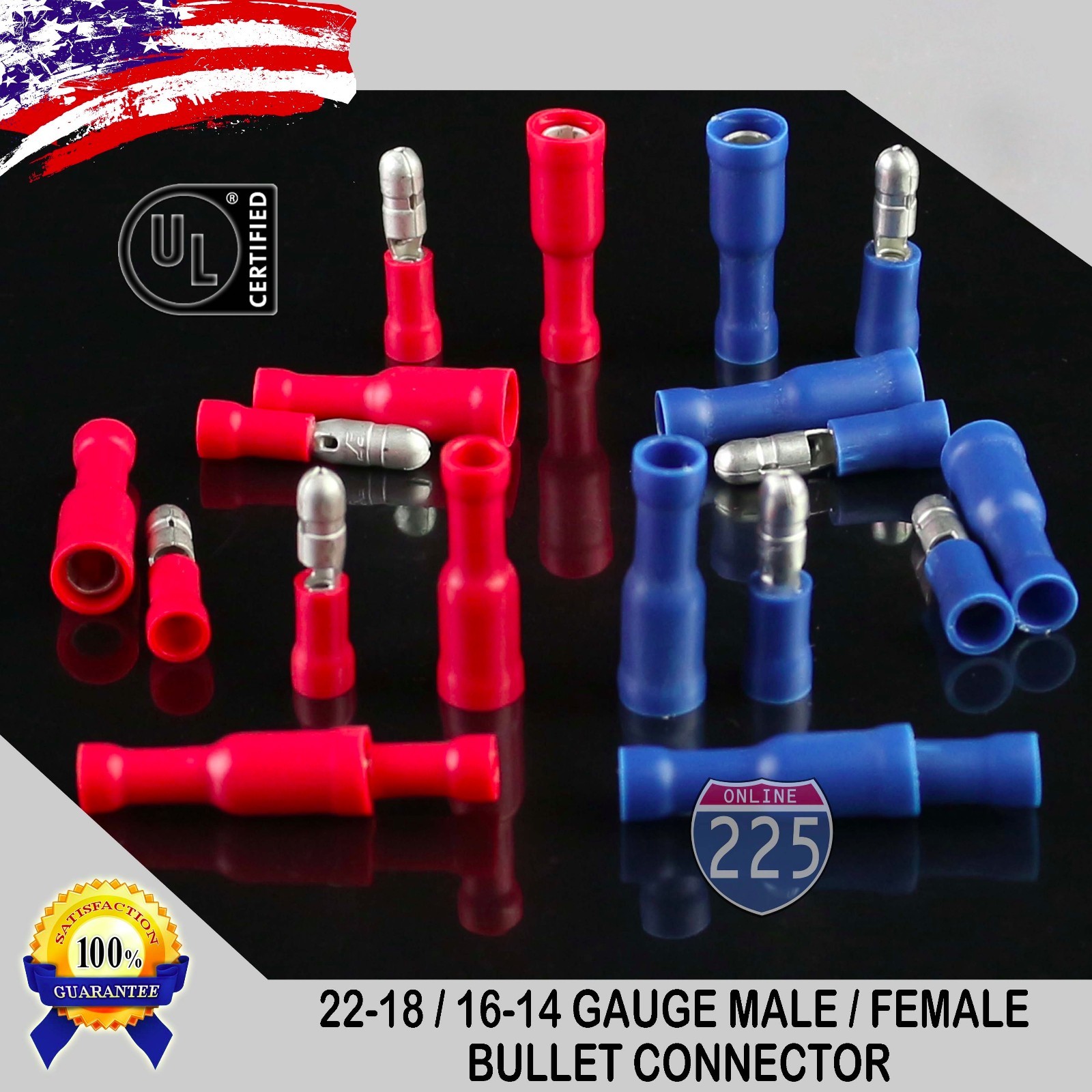 ALL SIZES Male or Female Insulated Vinyl Bullet Connectors 16-14 & 22-18 AWG LOT