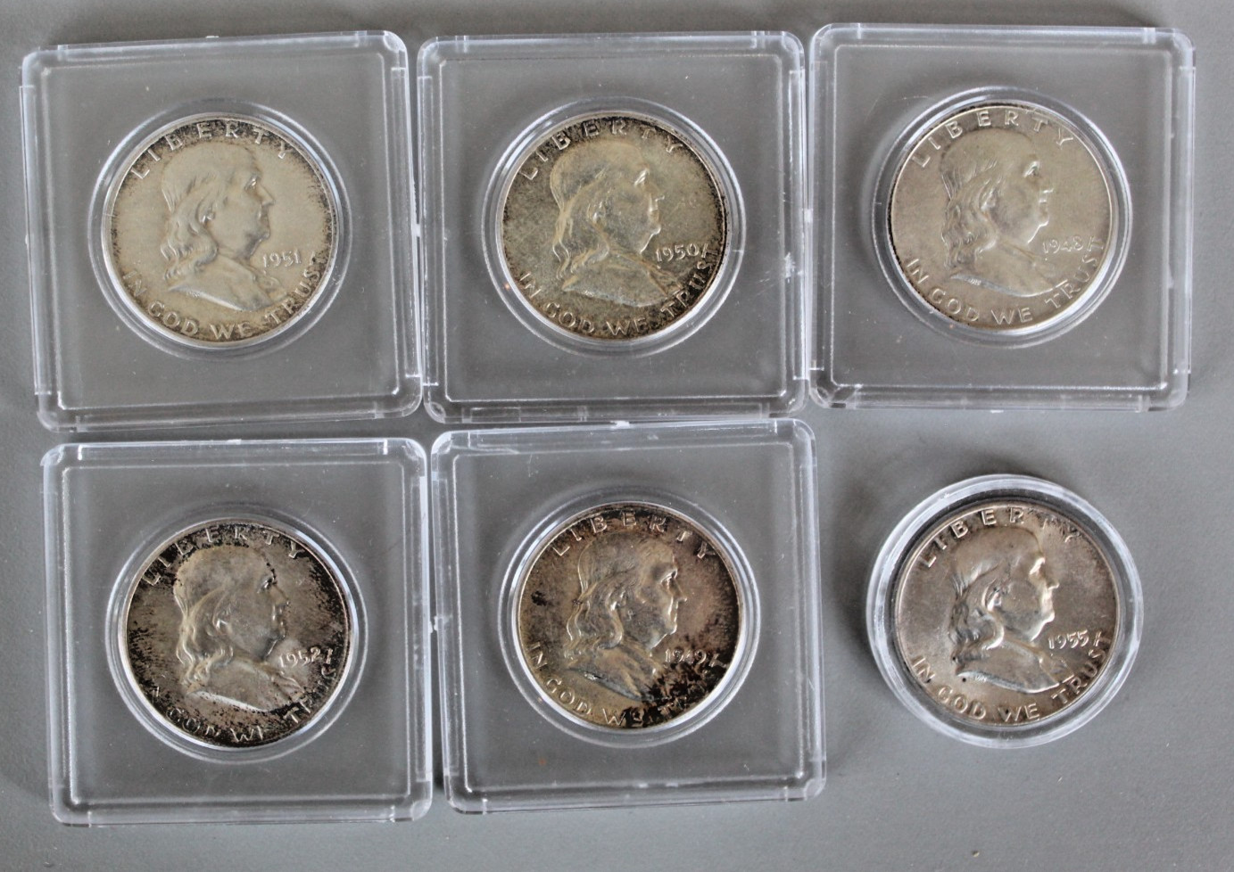 Lot of 6 Franklin Half Dollars
