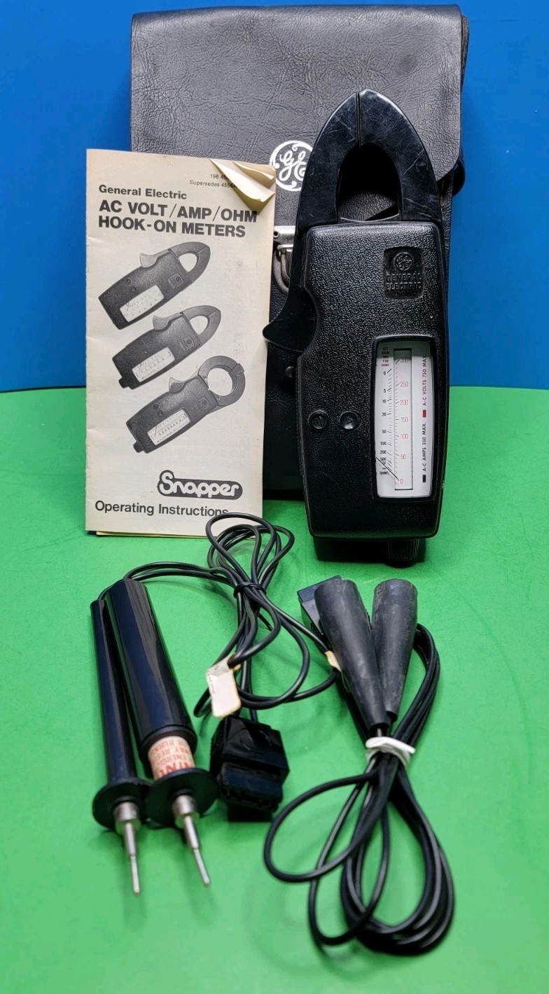 Vintage GE Snapper 350 AC Volt, Amp & Ohm Hook-On Meter