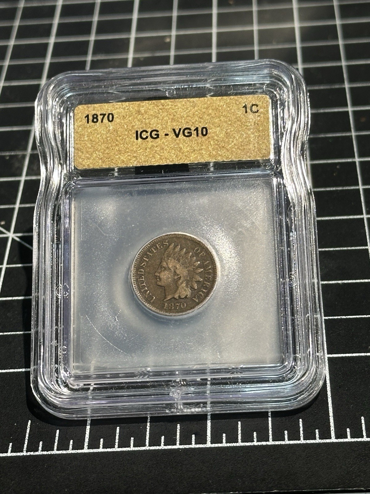 1870 Indian Head Cent 1c ICG VG10