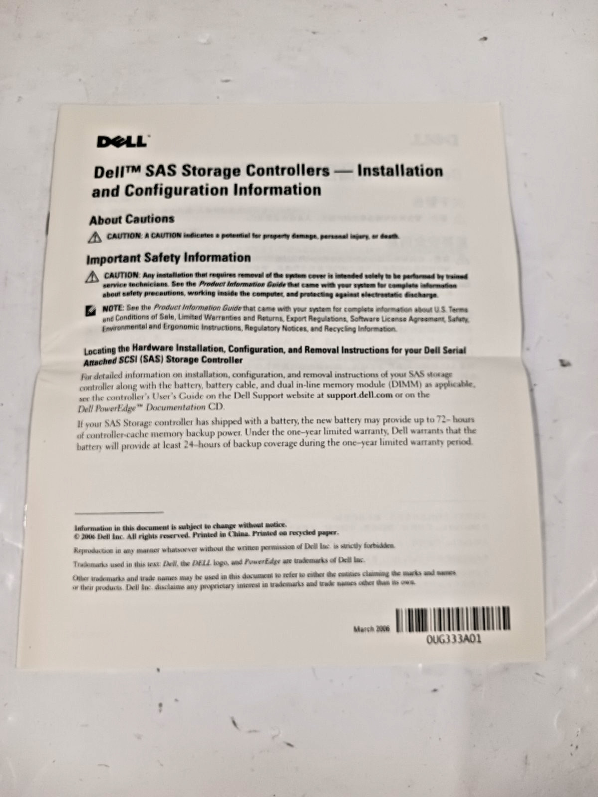 Dell E2K-UCP-60 (A) Dell SAS Raid Controller NEW. SEALED