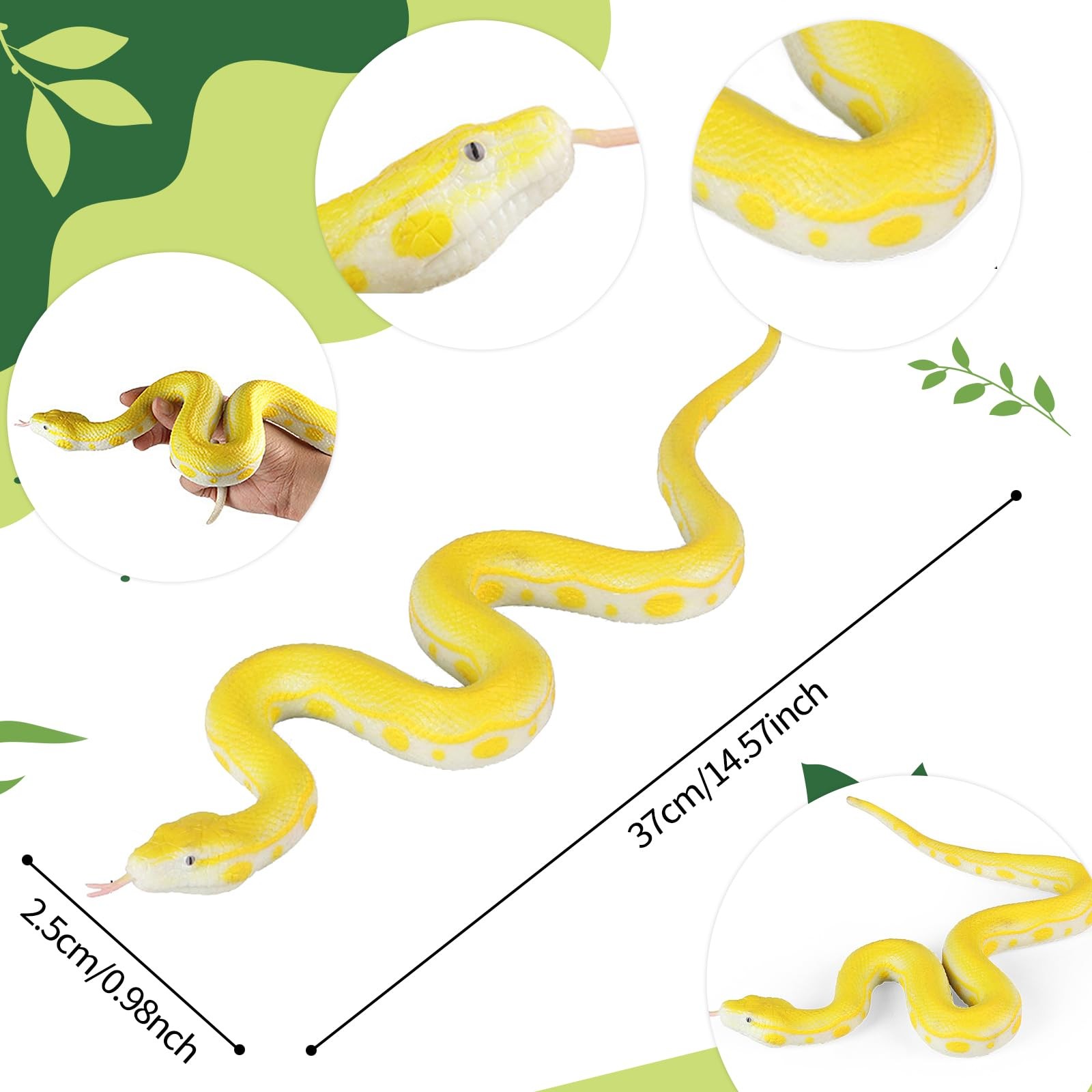 Hsxfl Realistic Fake Snakes Toy Soft Rubber Snake 1 Pack, Yellow