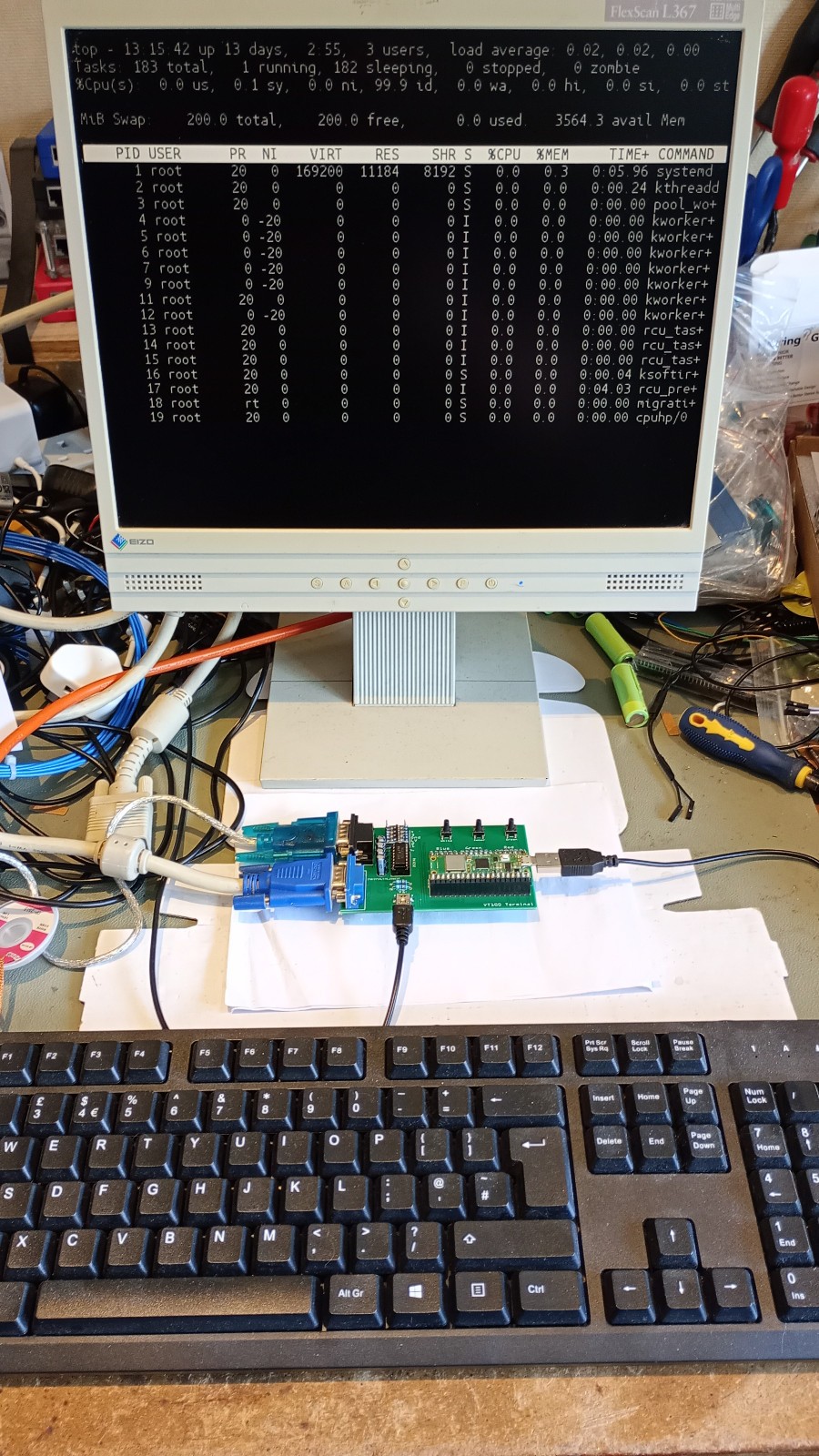 ANSI / VT100 / VT52 RS232 Serial Terminal Project Kit for Raspberry Pi Pico -Kit