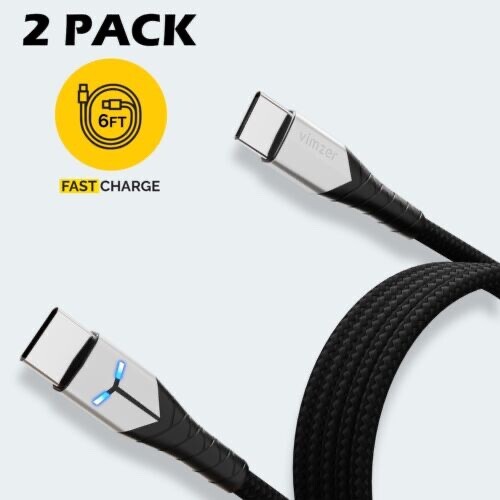 2PACK USB C to USB C Fast Charger Cable with LED for iPhone 15, 16 Pro Max, iPad