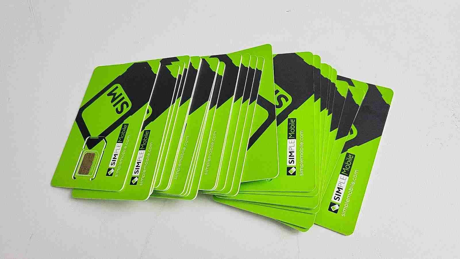35 X Simple Mobile Commissionable Sim Card - No Plan - Full Size Sim
