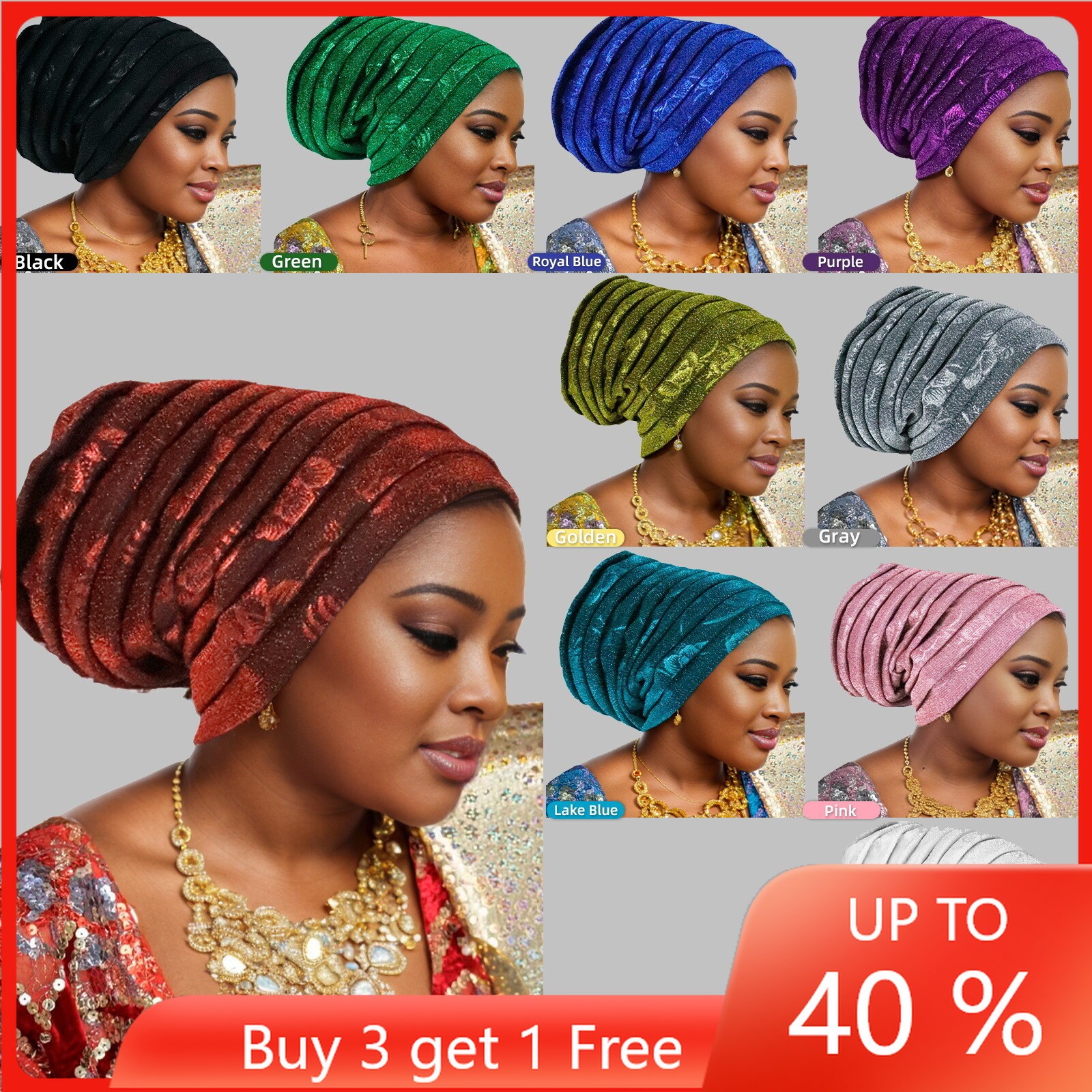 Nigerian Hijab Caps Wedding Women Turban Chemo Cancer Hats African Beanie Wrap