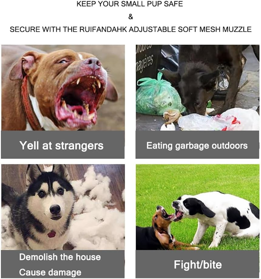 Dog Muzzle for Small Medium Sized Dogs - Adjustable Breathable Dog Basket Muzzle