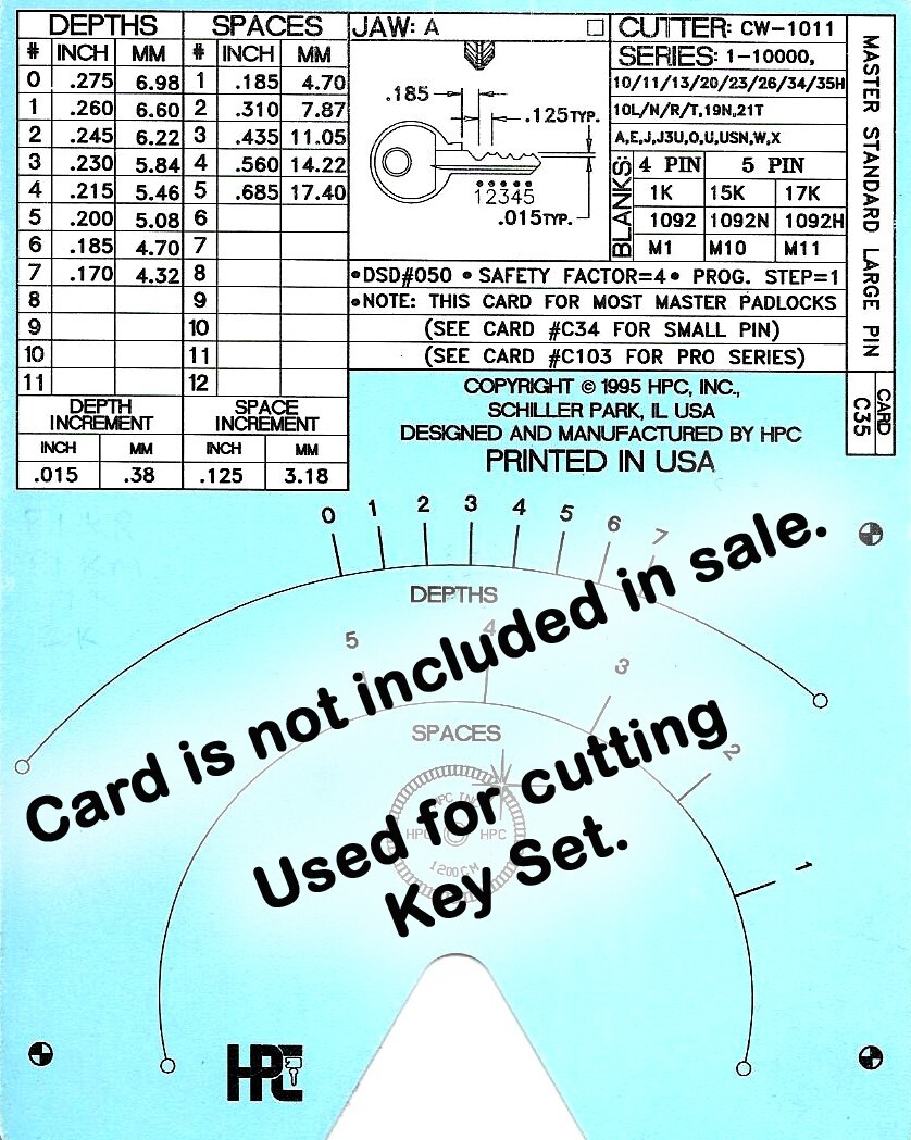 Master Padlock M10, K15 Space and Depth Keys ~ DSD#050, C35