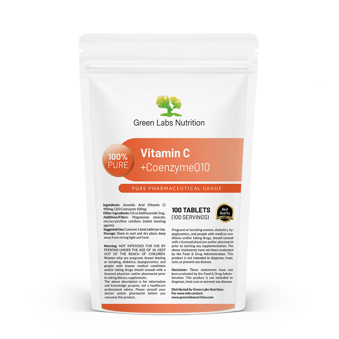 Vitamin C 900mg + Coenzyme Q10 100mg Tablets – Antioxidants, Immunity & Heart