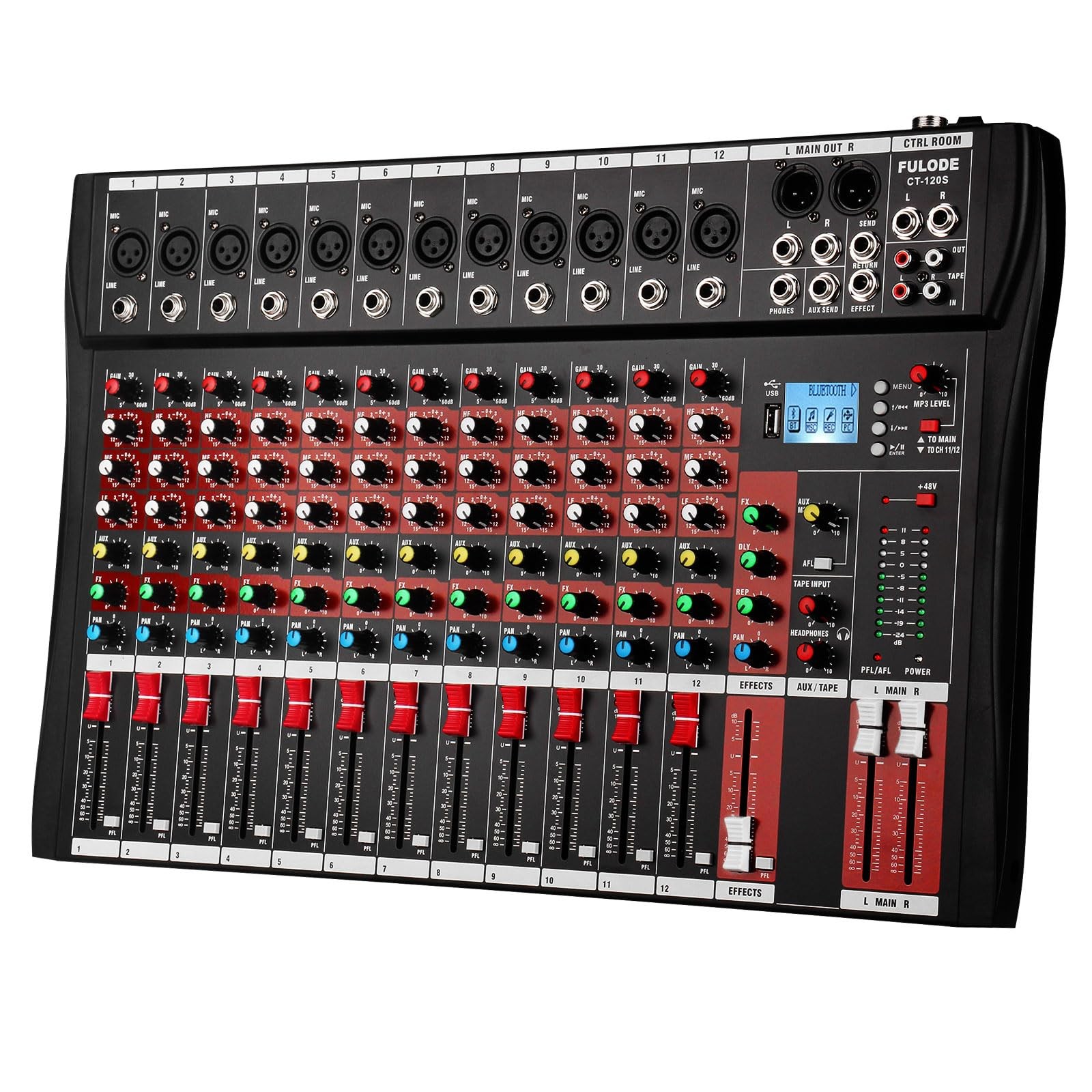 FULUODE 12 Channel Mixer Audio Console, CT-120S Professional Music DJ...