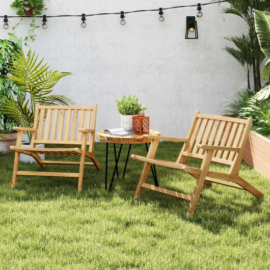 Teak Wood Outdoor Reclining Chair with Comfortable Backrest and Armrests - Color