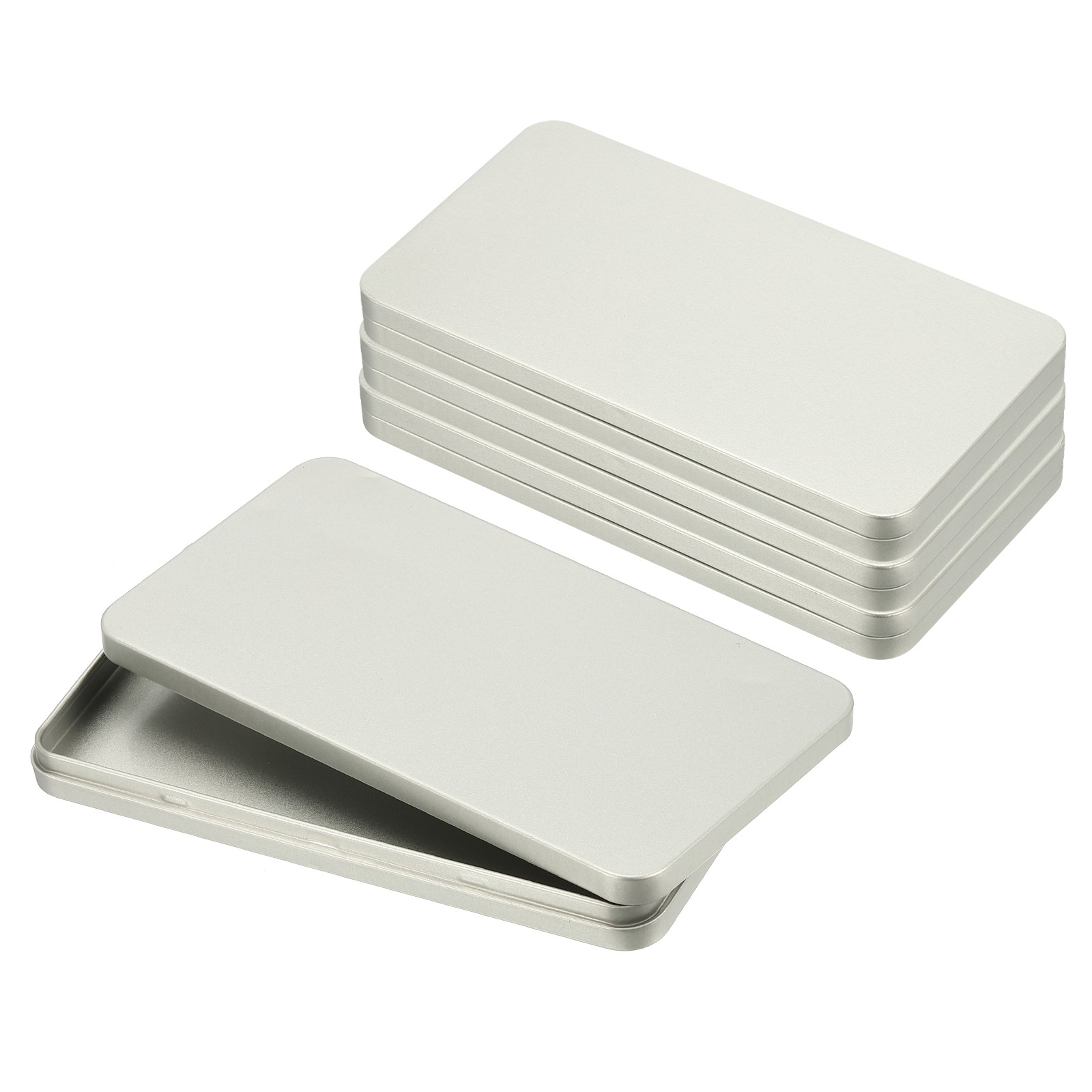 Small Cash Box, 4 Pcs Money Holder Metal Tin Box Cash Tray Organizer, Silver