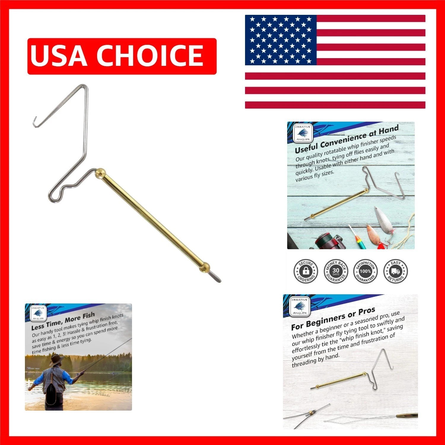 Durable Stainless Steel Fly Tying Whip Finisher - For Expert and Novice Anglers