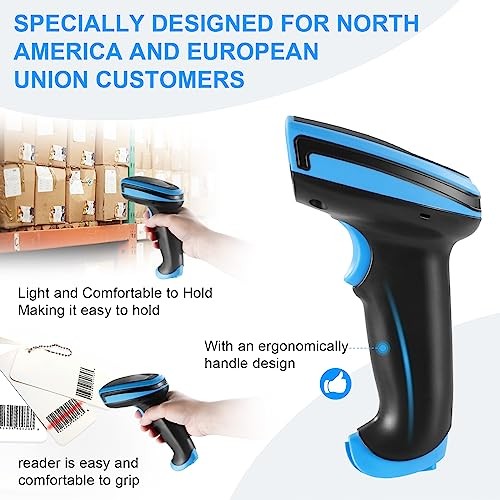 Barcode Scanner Wireless, 1D Laser Barcode Reader with Stand 1D-652WL-Wireless