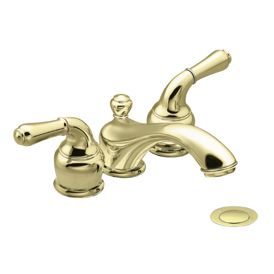 New Moen Monticello 4" Mini Widespread Faucet 4560P Polished Brass + Valve 84230
