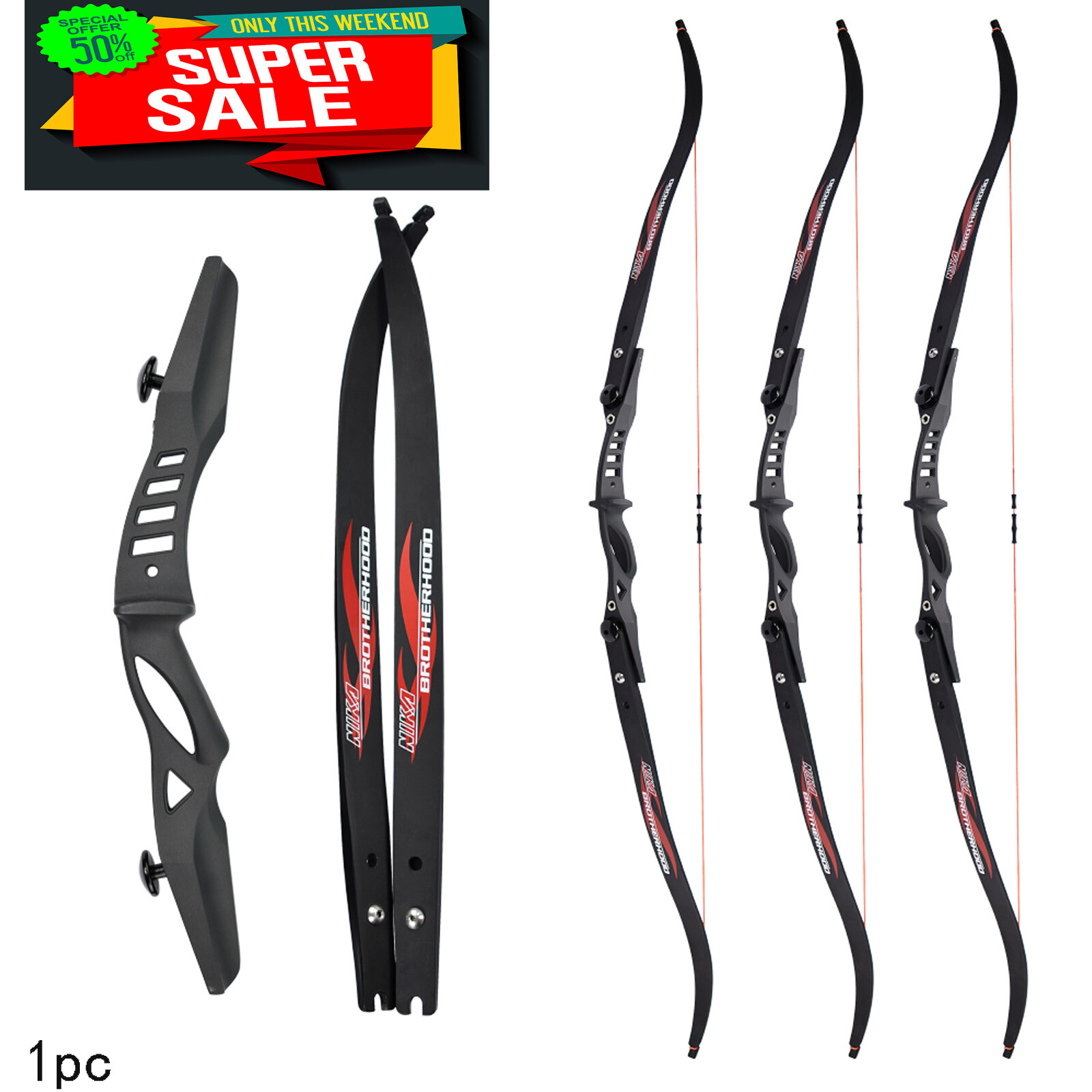 Archery Takedown Recurve Bow 60 inch- Right & Left Handed - 20lb.