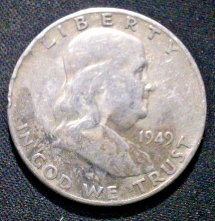 Franklin Half Dollar, 90% Silver, bullion coin, random date, ave. cir. condition