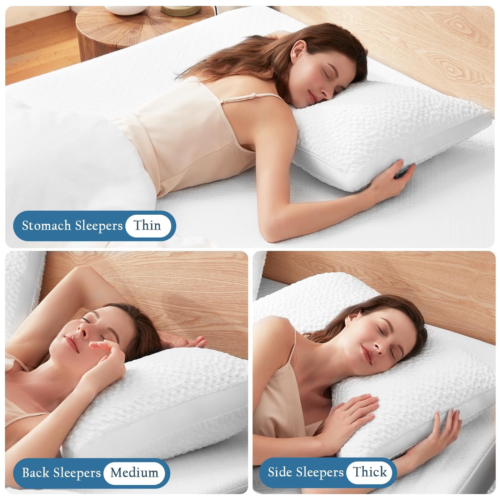 Side Sleeper Pillows for Adults, Adjustable Shredded Memory Foam Bed Pillows ...