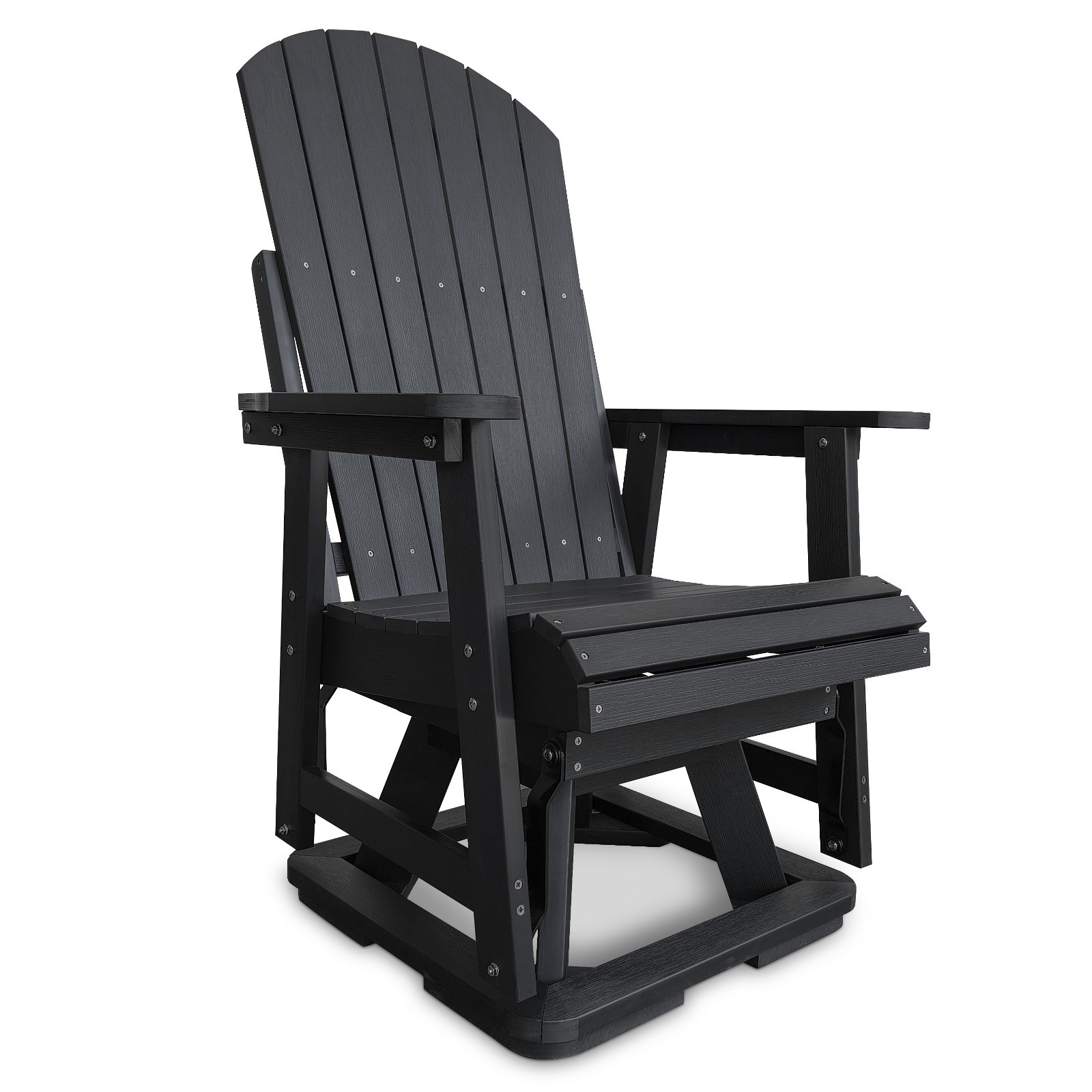 Poly Lumber Swivel Glider Patio Chair, 400lb, Weather Resistant Outdoor, Black