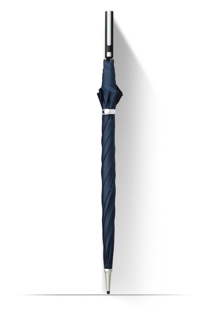 Krago Auto Open 8 Ribs Fiberglass Straight Umbrella with Golden Handle Blue