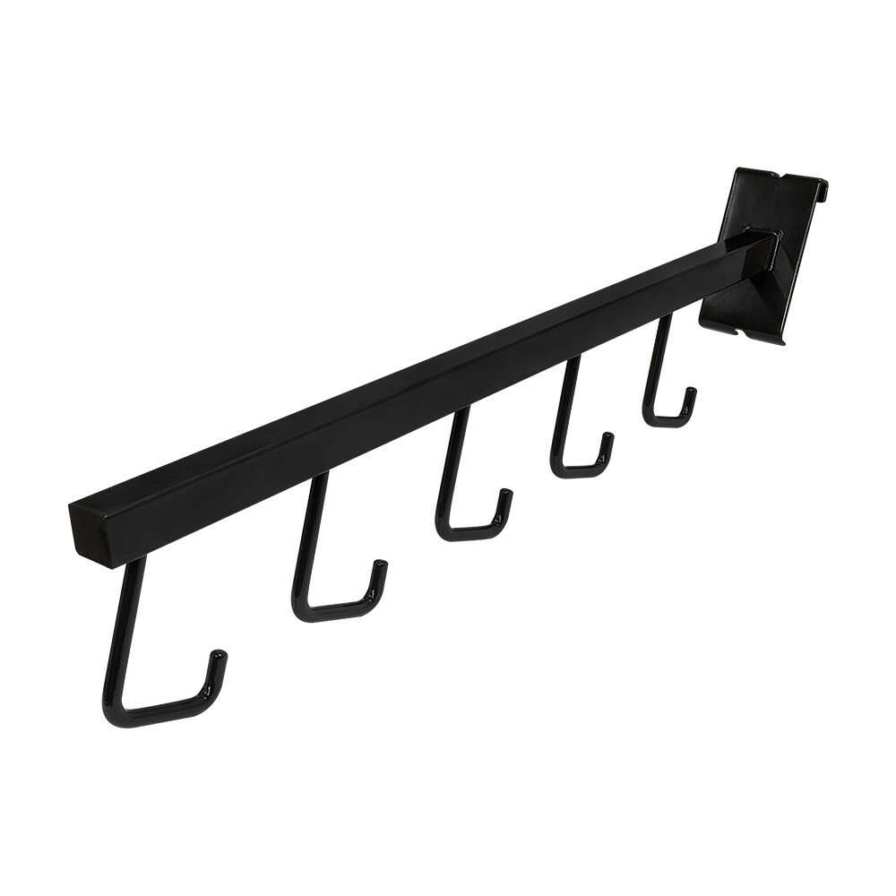 10 Pc GLOSS BLACK Waterfall 5 J Hook Gridwall Hooks 17.5" Long Faceout Retail