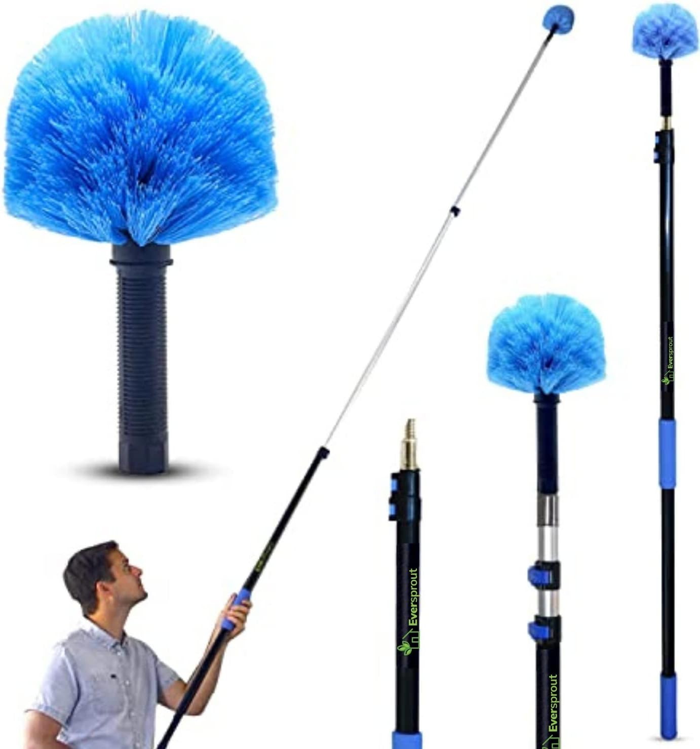 Extendable Duster 20ft - Durable Aluminum Pole for Cobwebs & High Ceilings