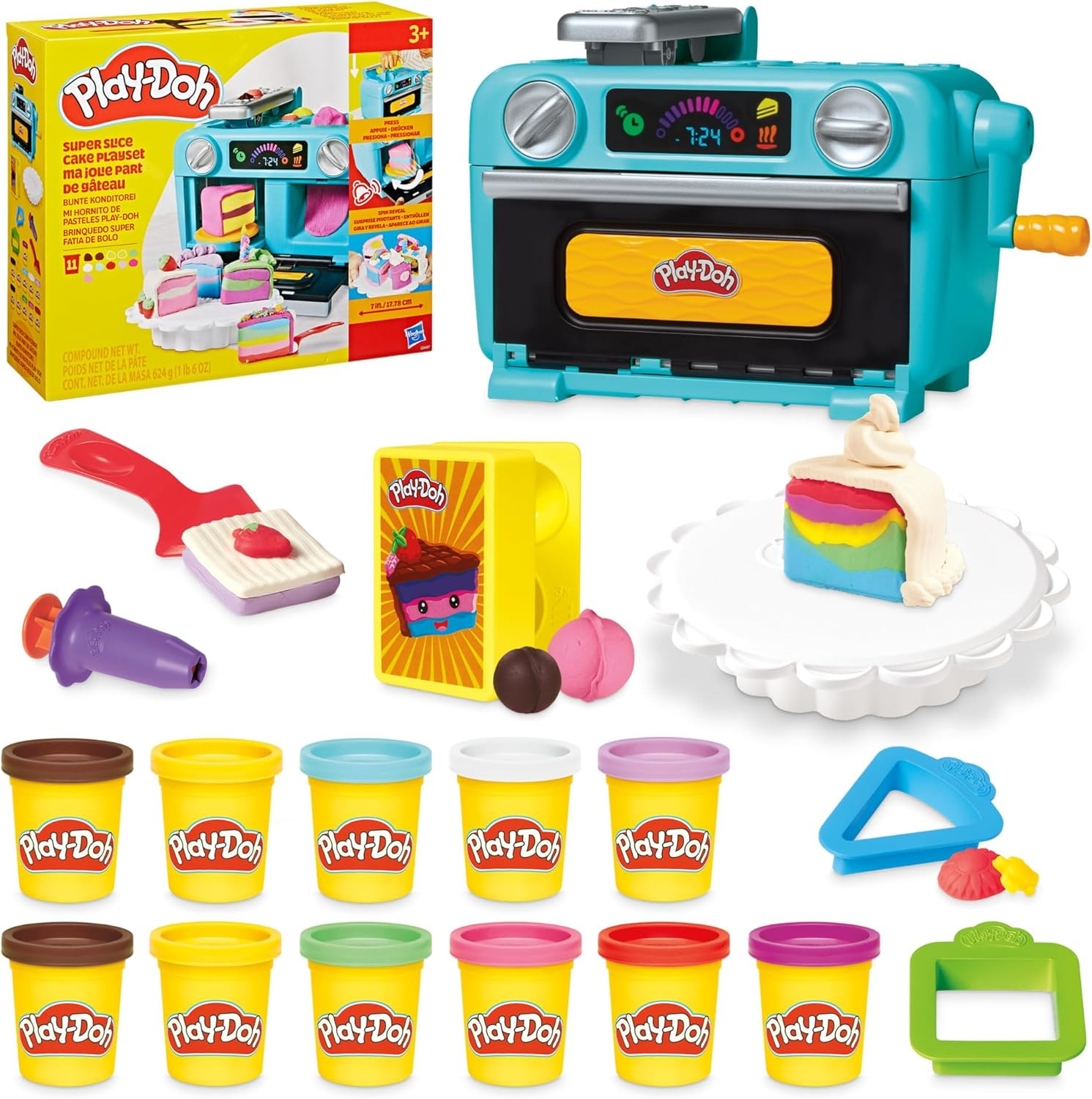 Play-Doh Super Slice Cake Playset, Toy Oven with Play Kitchen Accessories & 11 M
