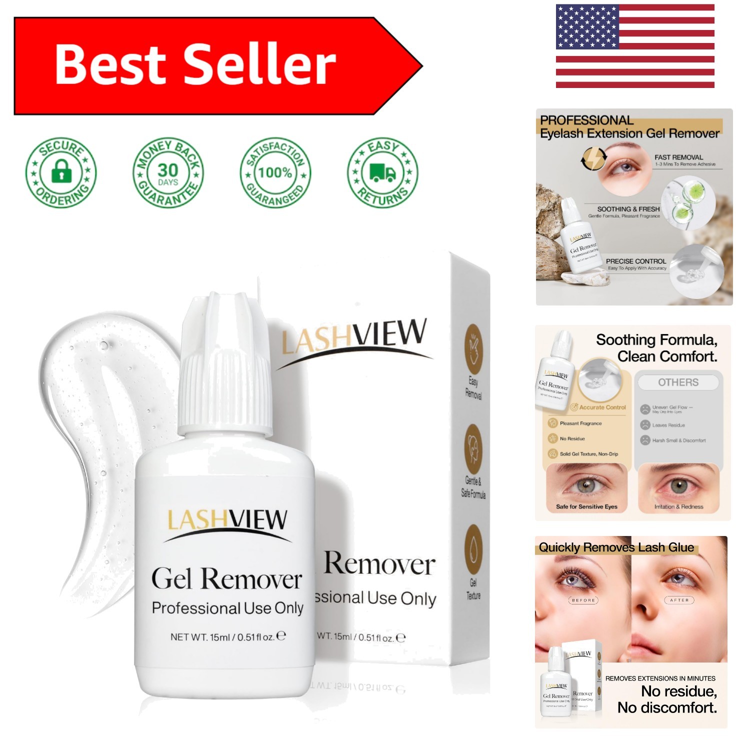 Sensitive Lash Remover Gel 15ml - Effortless Adhesive Removal for Natural Lashes