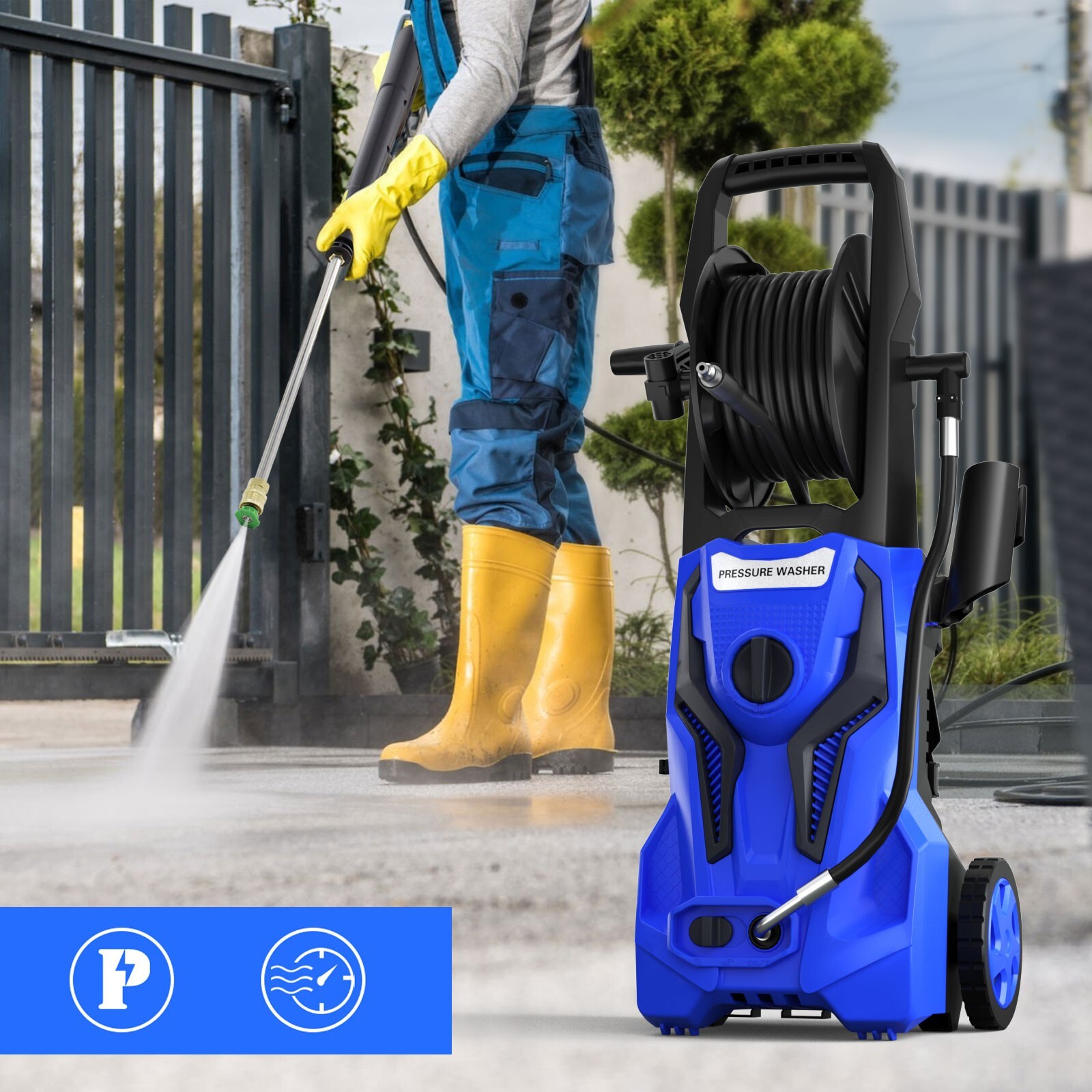 Electric Pressure Washer 5000 PSI 2.6 GPM with 25 FT Hose and 16.4 FT Power Cord