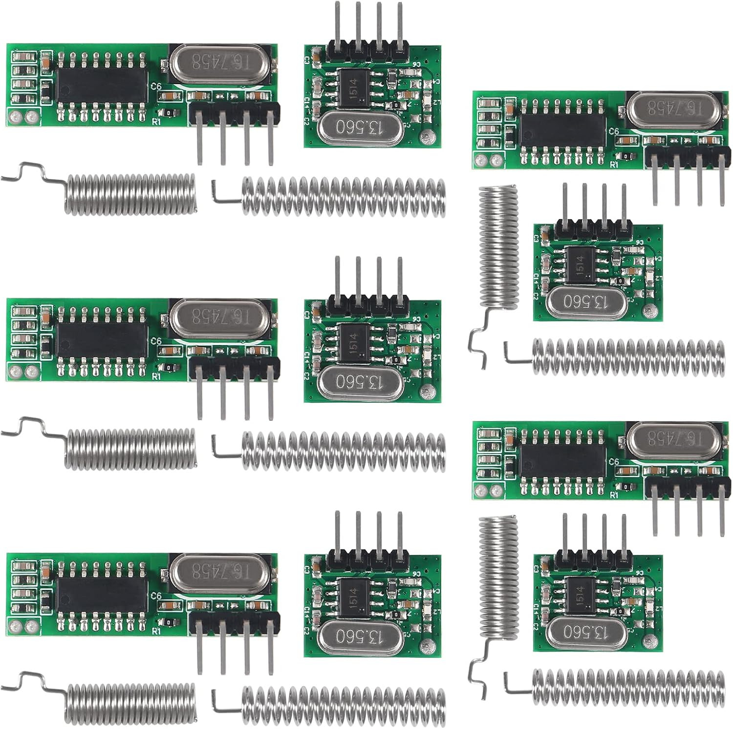 5Pcs 433Mhz Wireless RF Transmitter and Receiver with Antenna Ask Remote Control