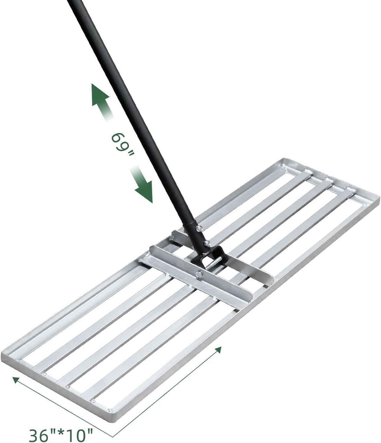 Stainless Steel Lawn Leveling Rake with 36-Inch Head & Detachable 69-Inch Handle