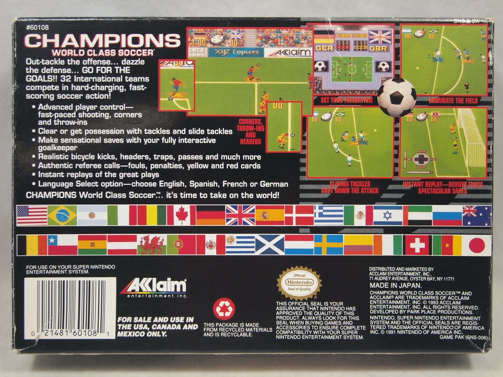 Champions World Class Soccer (Super Nintendo | SNES) Authentic BOX ONLY