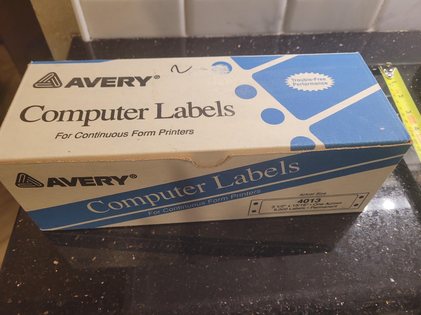 Avery 4013 Continuous Computer Labels 3-1/2 x 15/16 5000 Permanent Dot Matrix