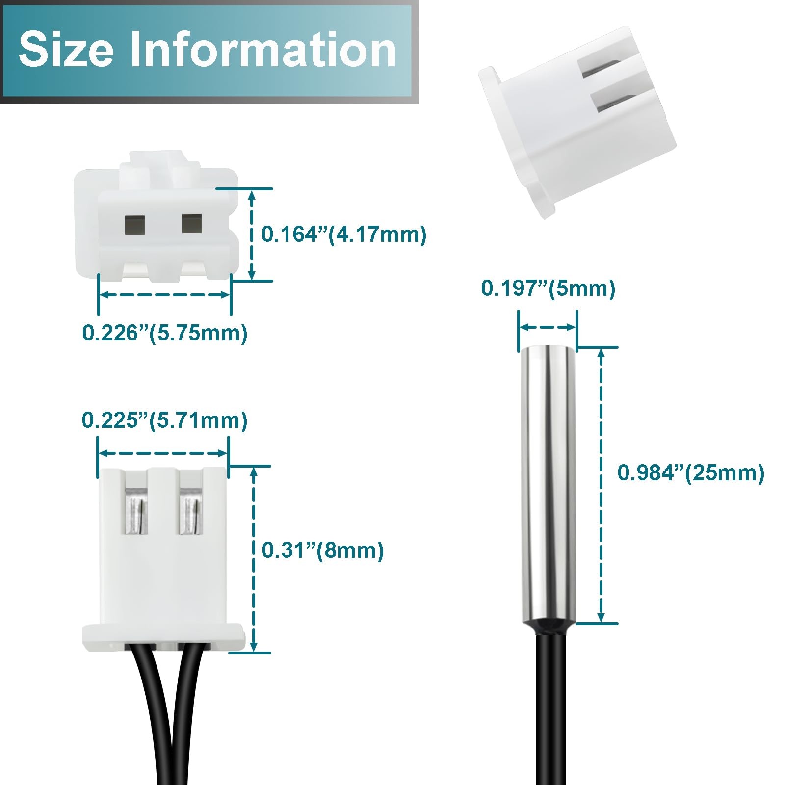 VWTNI 5PCS 1M Temperature Sensor Probe 10K, B3950 NTC Thermistor Sensor Probe...