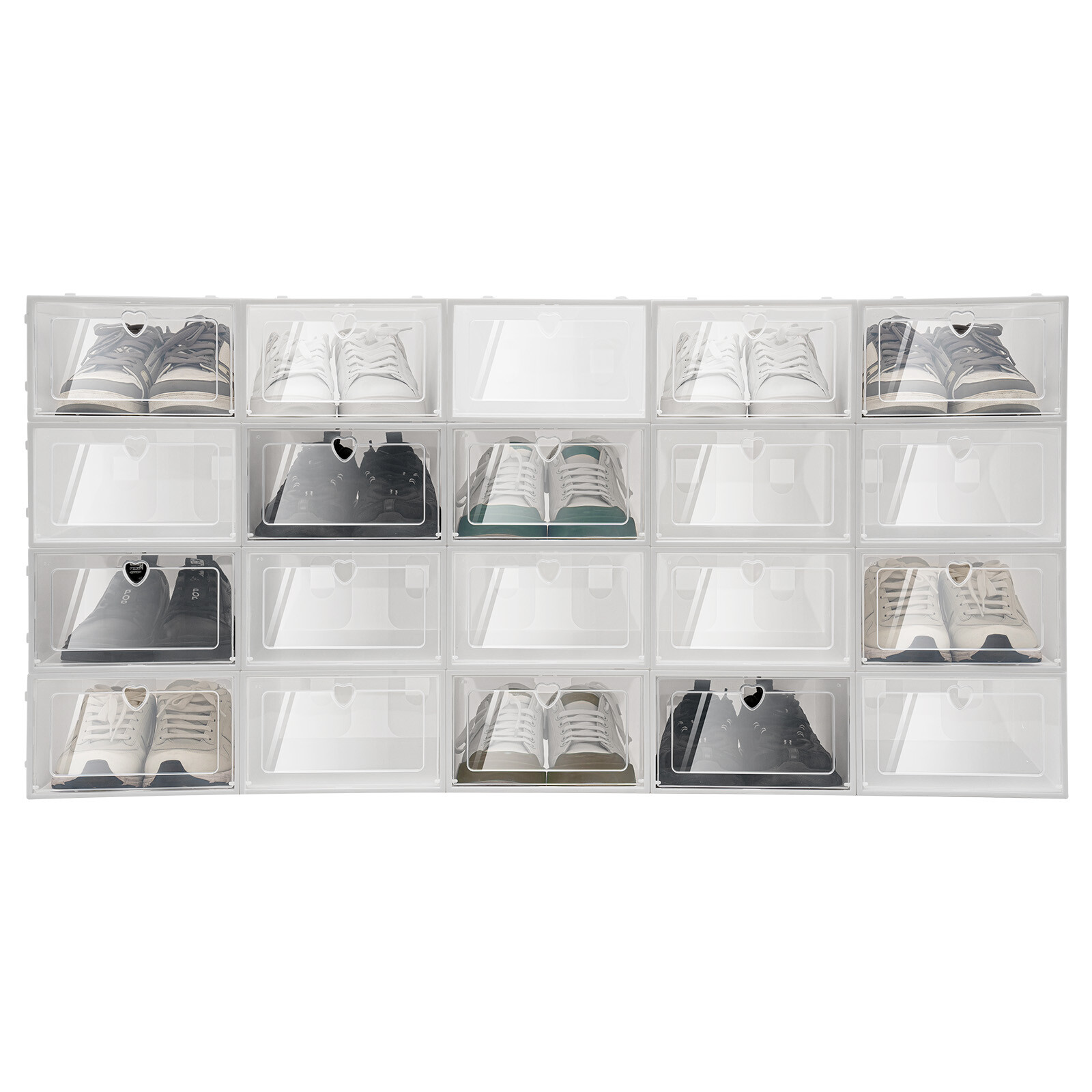 20 Pack Shoe Boxes Plastic Shoe Organizer for Closet Stackable Shoe Containers