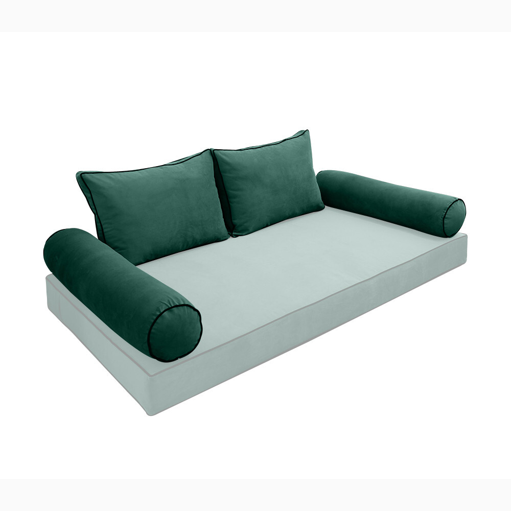COVER ONLY Model V1 Twin Velvet Contrast Indoor Daybed Cushion Bolster - AD317