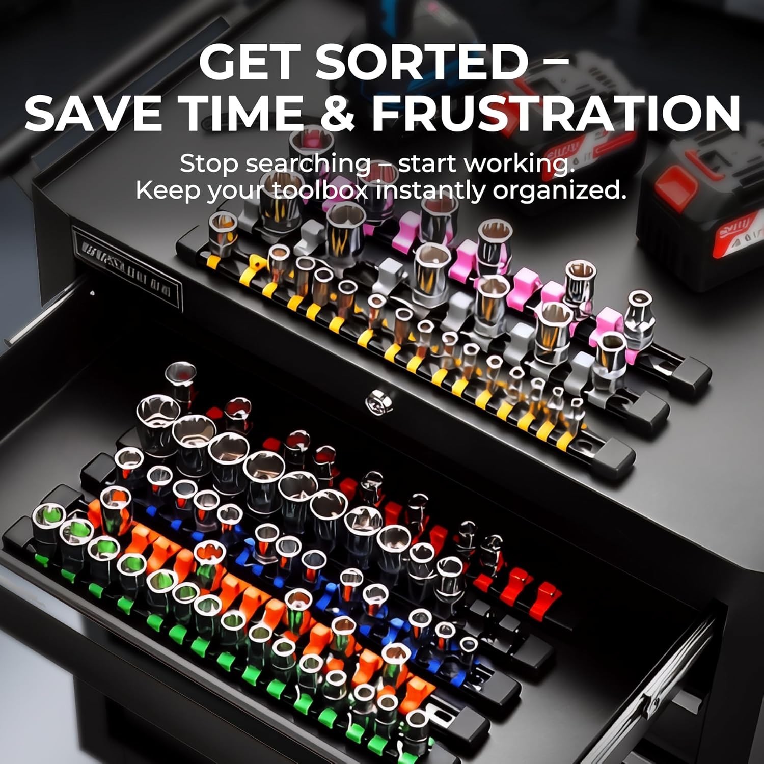 9-Piece Adjustable Socket Storage System for Tool Boxes - ABS Design