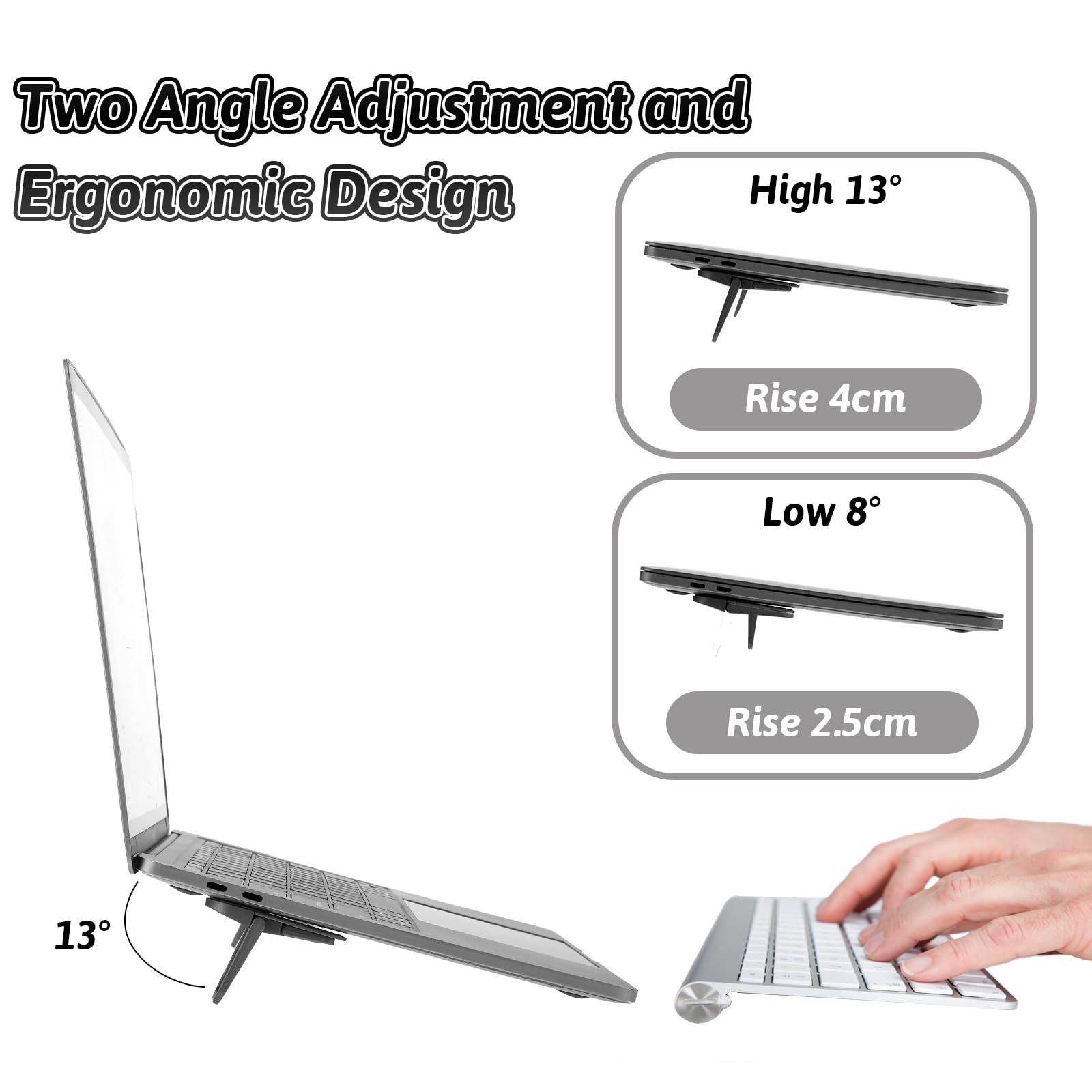 Bewudy 2 Pcs Portable Keyboard Riser, Dual Tilt Angle Adjustment Foldable Lap...