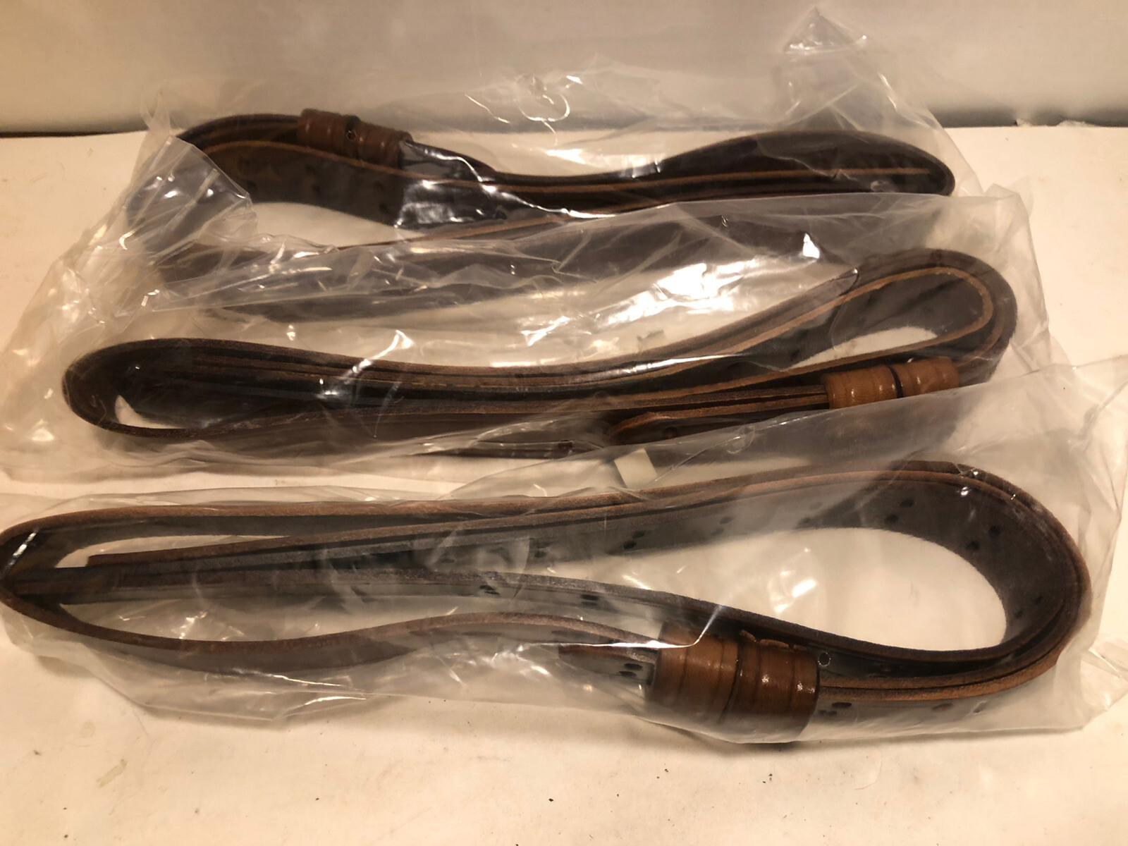 Three Vintage new old stock military sling dark brown No hardware