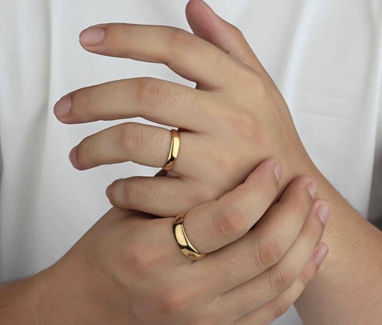 18ct 18k Yellow Gold Pltd D Shaped Wedding Band Rings . width=4mm 6mm  All Sizes