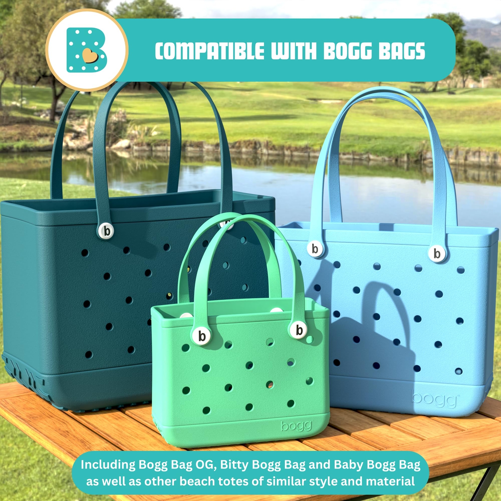 4-Pack Replacement Buttons with B for Bogg Bag Handle Strap Beach Tote Handles