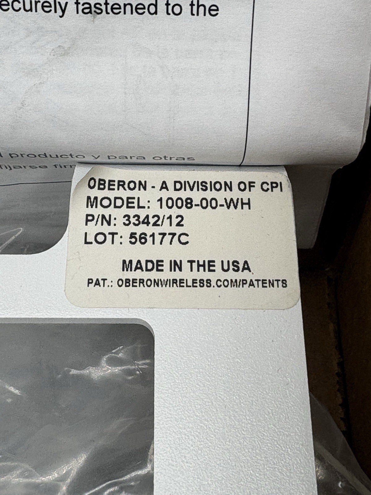 Oberon - 1008-00-WH - Right Angle Wall Bracket with Hardware Pack