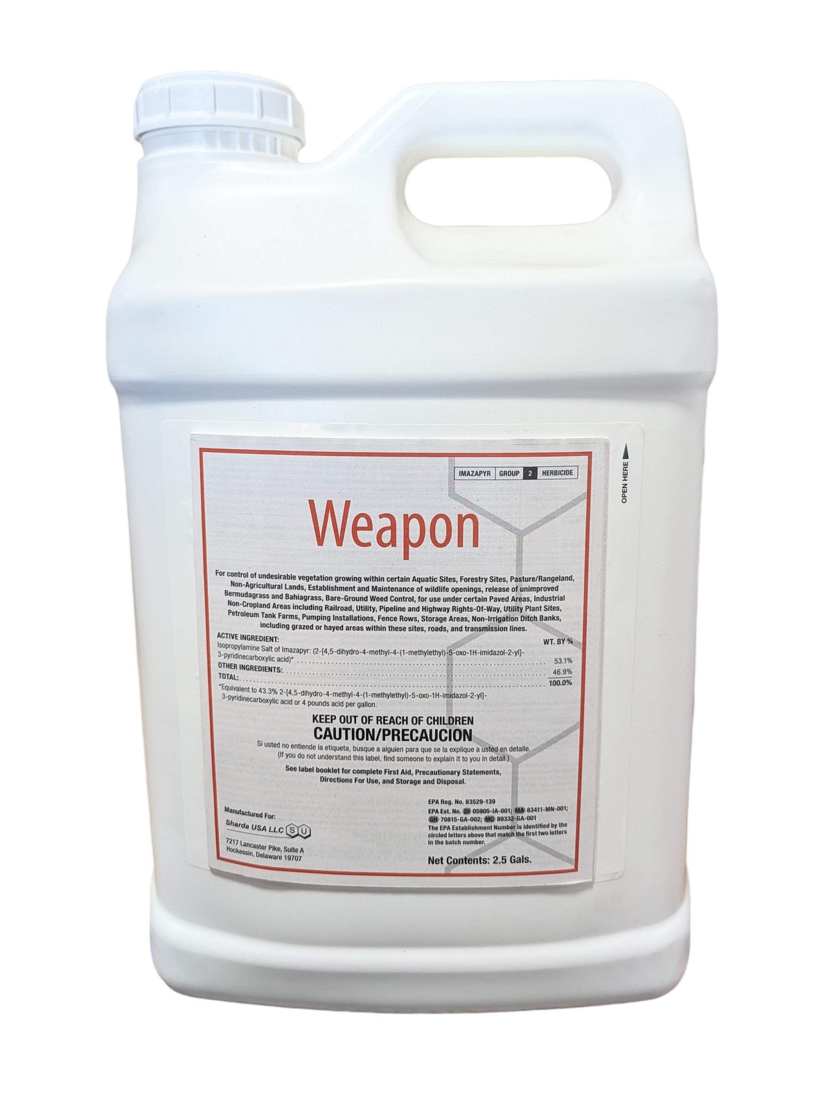 Weapon Herbicide jug (2.5 gal) | replaces Polaris AC Complete, Arsenal, Imazapyr