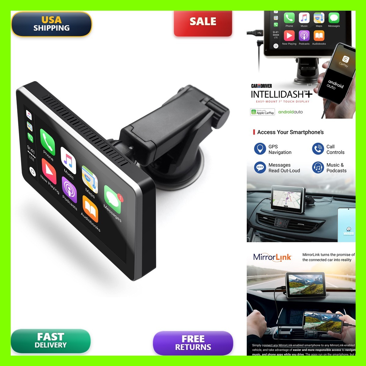 Car and Driver INTELLIDASH CAD-DU900 7'' IPS Touchscreen CarPlay Android Auto