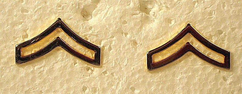 US Military School Academy Enlisted Cadet Corporal Shiny Pin Insignia Rank Pair