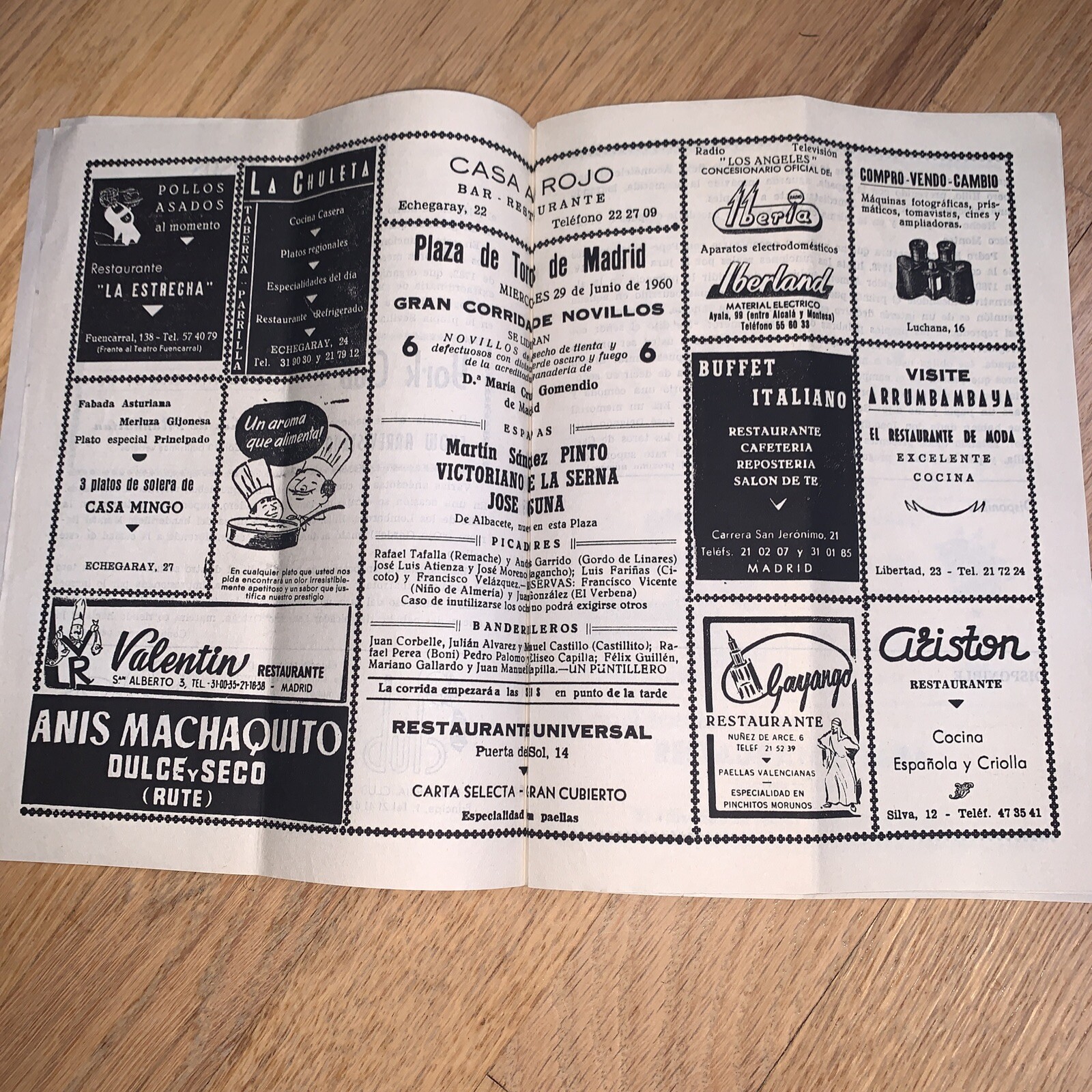 1960 PLAZA DE TOROS DE MADRID Official Program
