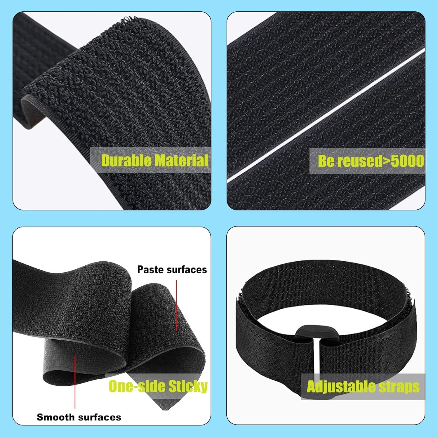 Reusable 2 inch Wide Hook & Loop Straps - Perfect for All Your Organizing Needs